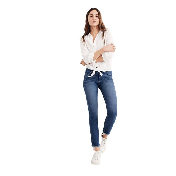 Madewell Jeans Slim Straight Jeans Raw-Hem Edition 27T - Picture 2 of 14